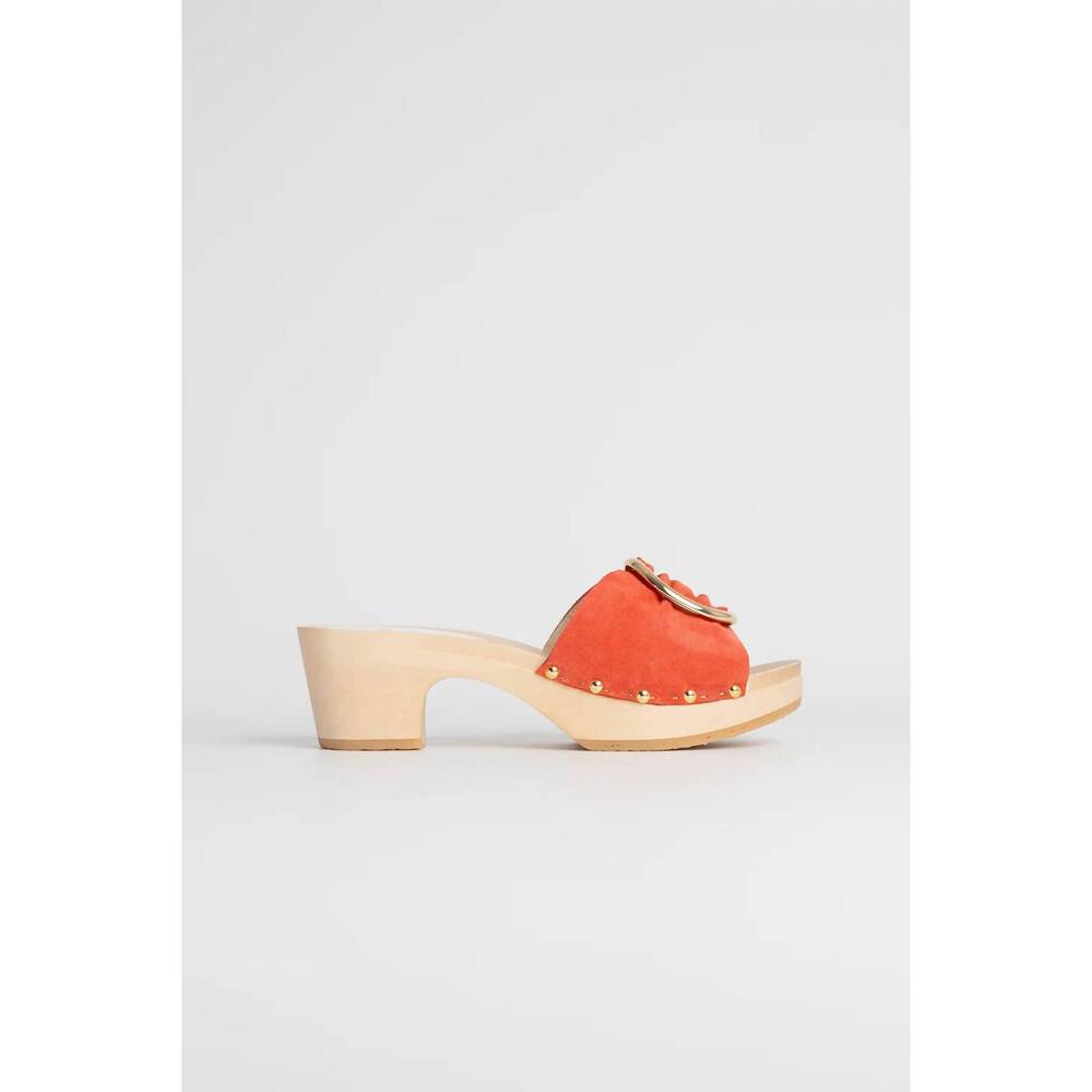 NEW SABOT YOUYOU women's ycone velvet mules in croute de vachette